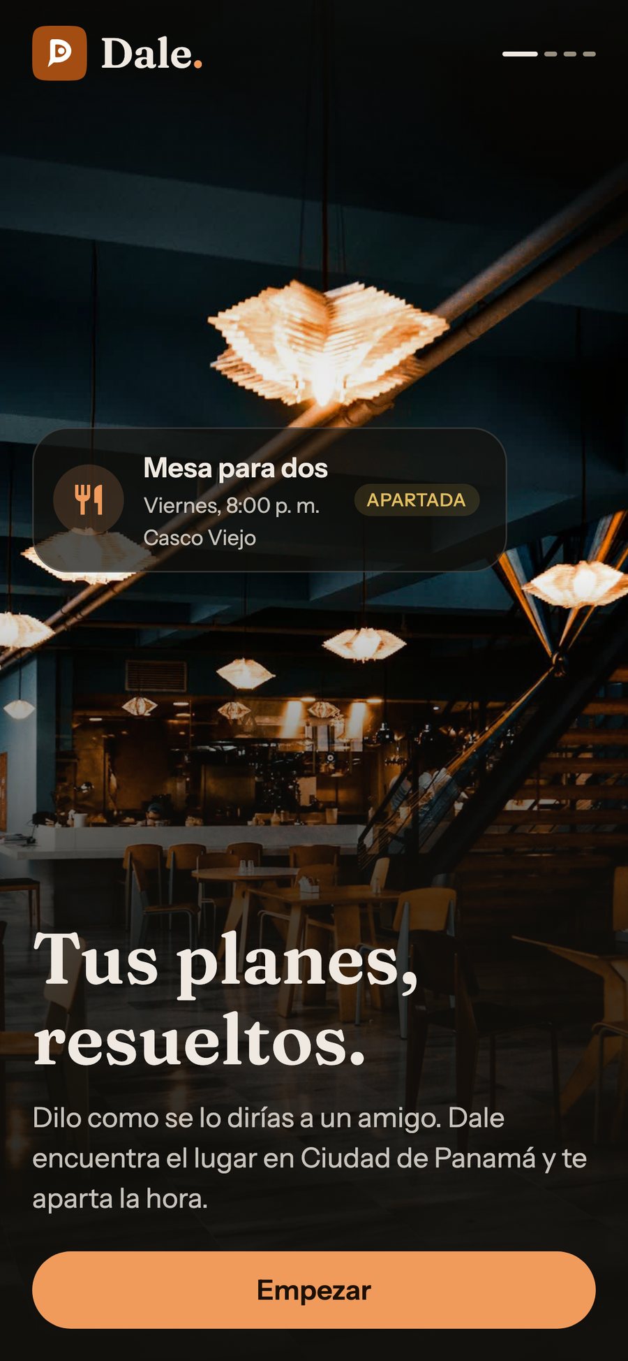 App de Dale: Tus planes, resueltos. Una mesa para dos apartada en Casco Viejo