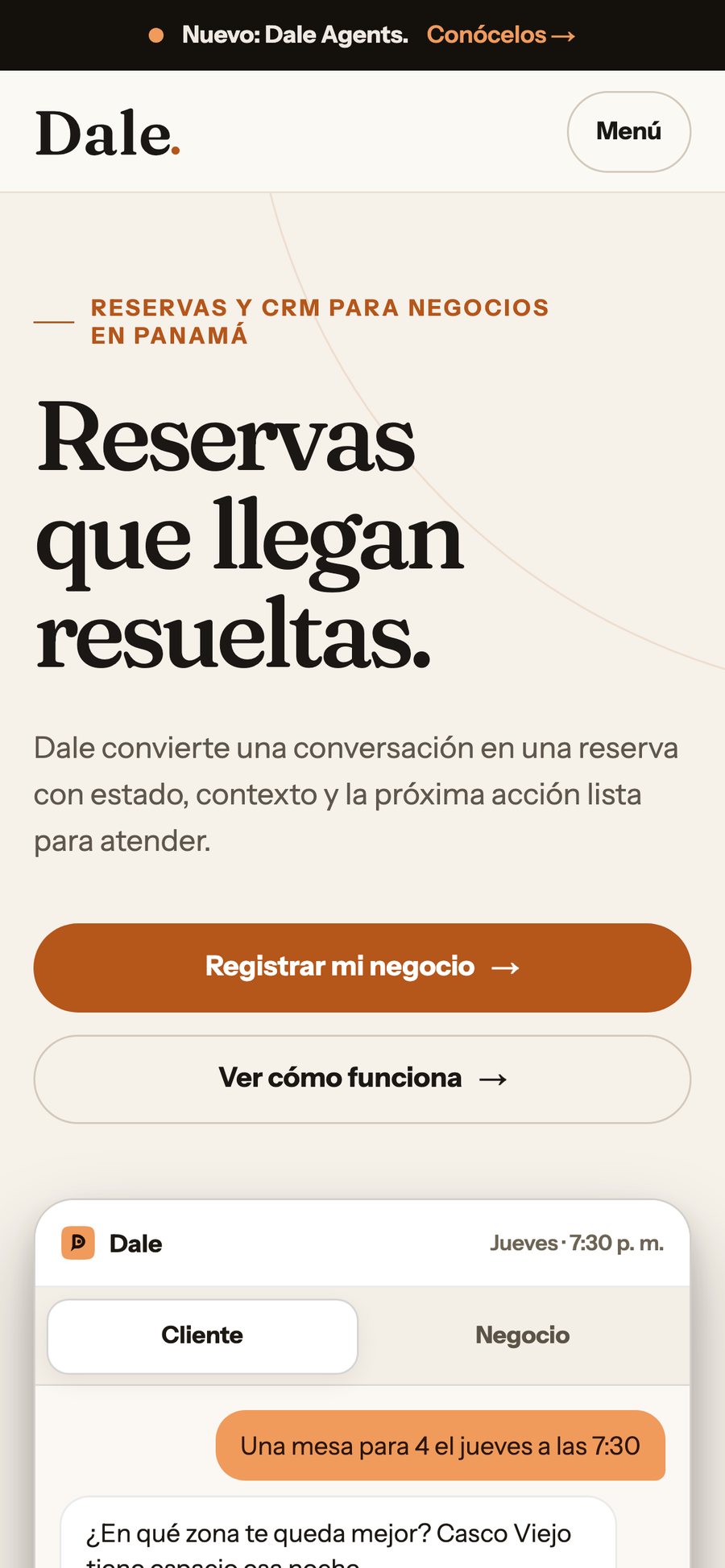 Website de Dale Panamá en el teléfono